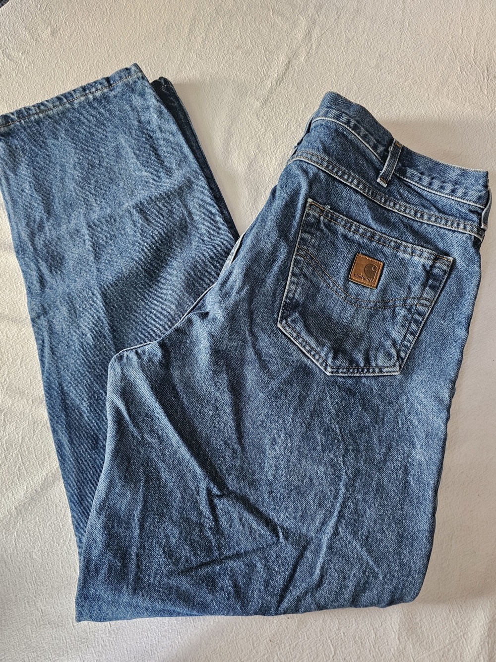 Carhartt B17 DST Distressed Jeans 38x32 Thrashed Faded Blue Skater Grunge 2010